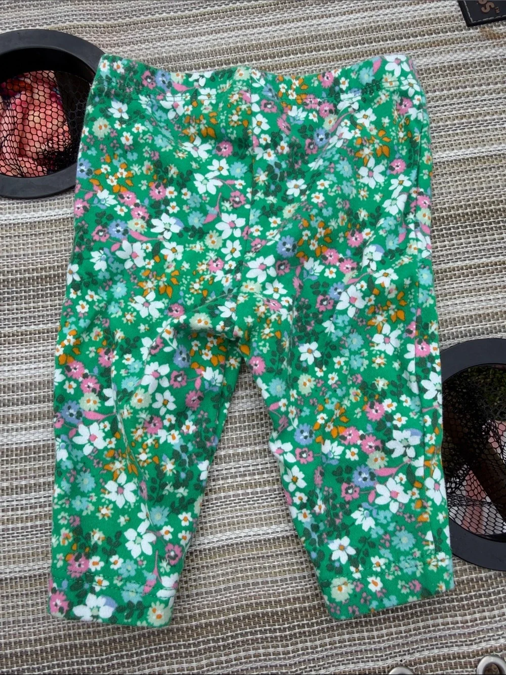 Carter's Green Floral Capri Leggings with Pink, White and Yellow Flowers